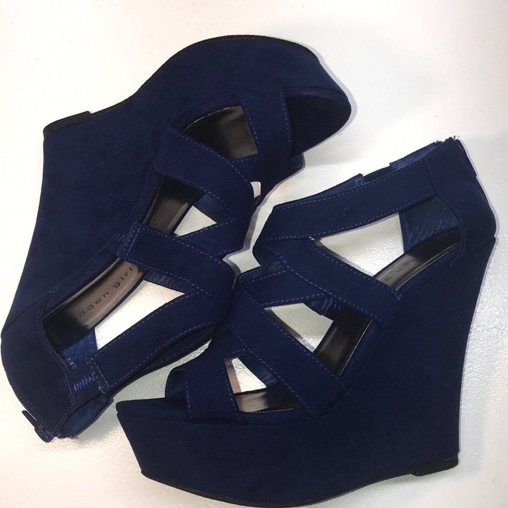 Madden Girl Royal Blue Wedge Shoes Wilkke